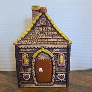 Vintage Ceramic Gingerbread House Cookie Jar, Made In Japan